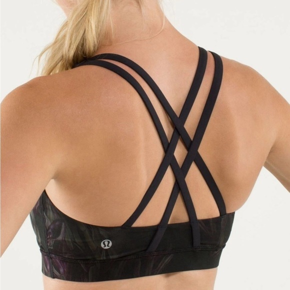 Lululemon Black Energy Floral Midnight Iris Sports Bra size Small - Picture 2 of 6